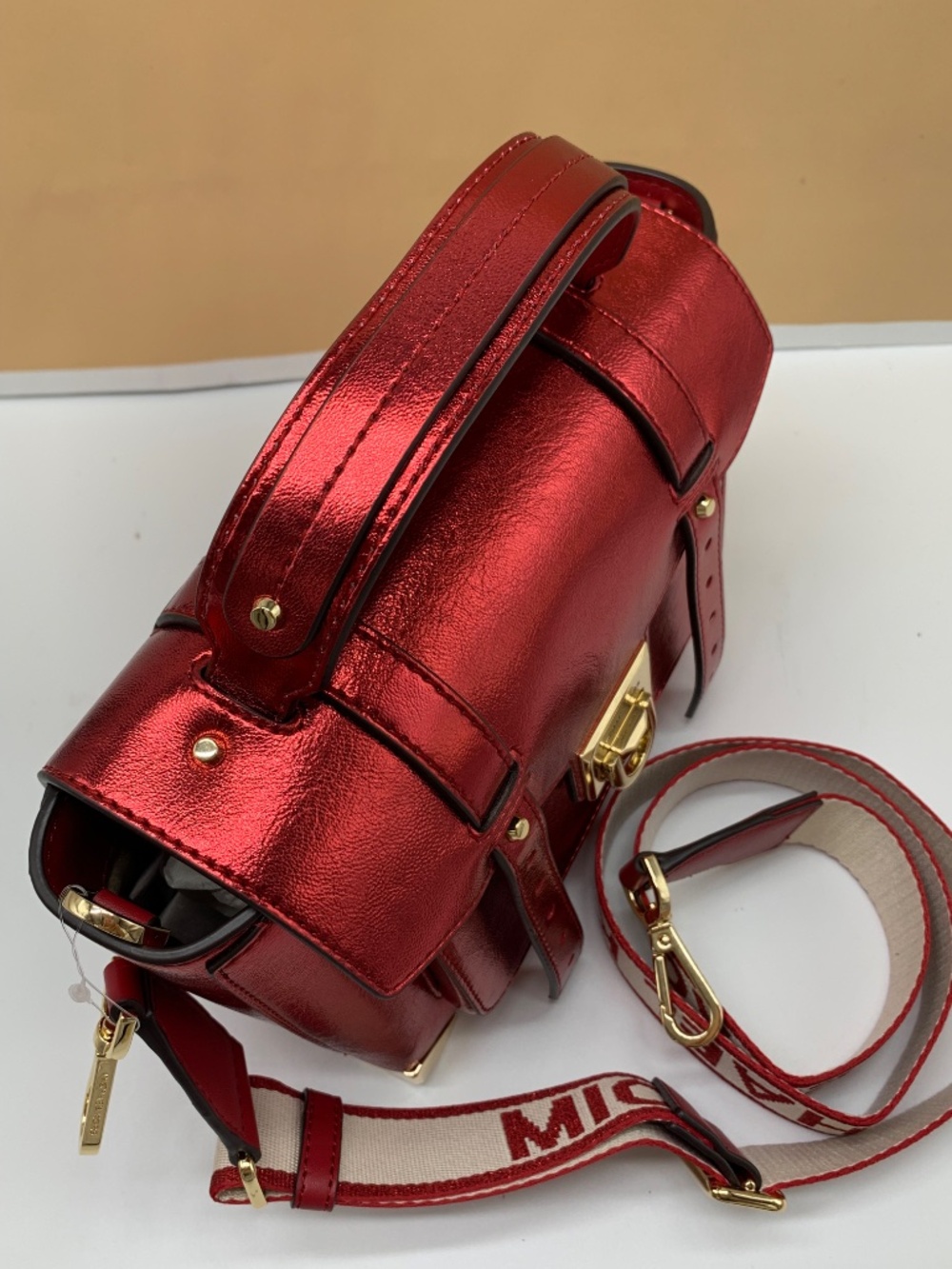 MICHAEL KORS Manhattan Medium Patent Faux Leather Satchel - Picture 7 of 15